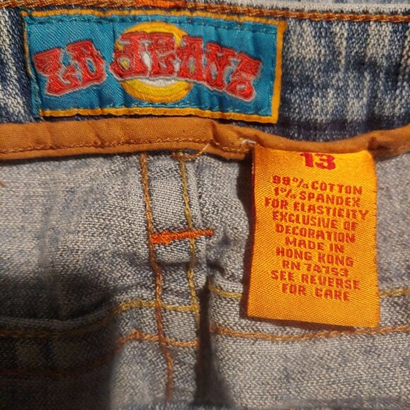 ZD Jeans Embroidered Sun Burst Boot Cut Raw Hem Stretch Pants 13 - Picture 10 of 10